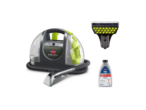 BISSELL Little Green portable deep cleaner with hose, tool and formula bottle