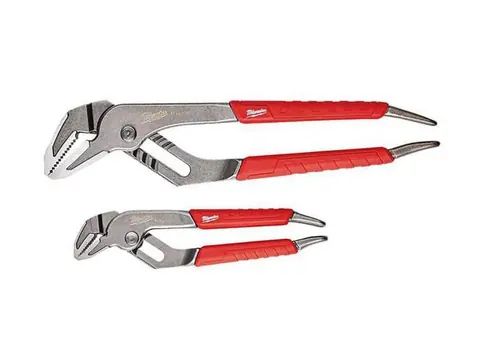 Milwaukee 6 in. and 10 in. straight-jaw pliers with red grips